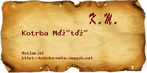 Kotrba Máté névjegykártya